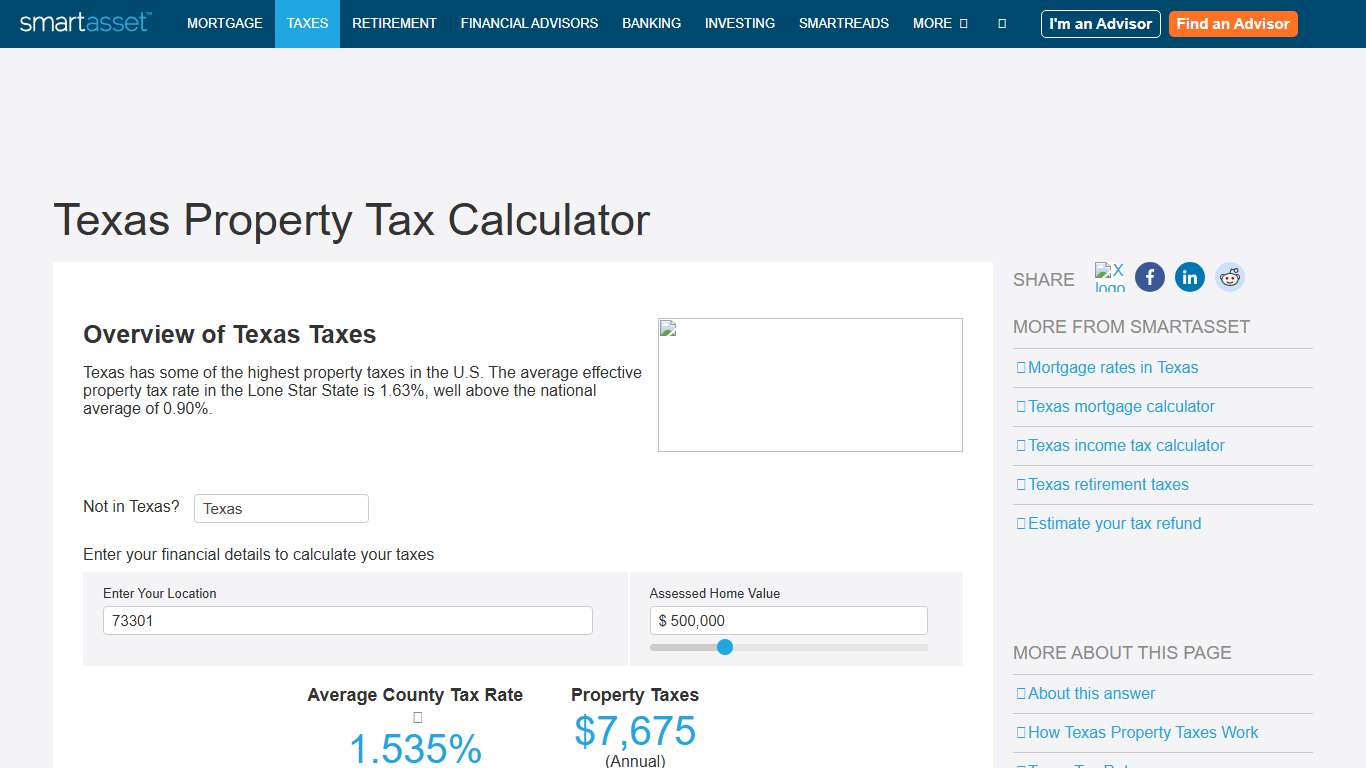Texas Property Tax Calculator - SmartAsset