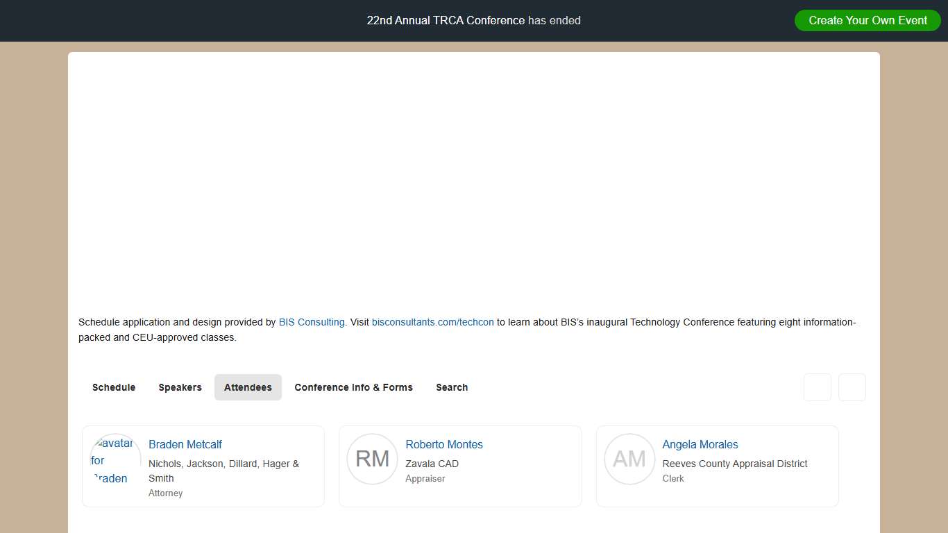 22nd Annual TRCA Conference: Directory